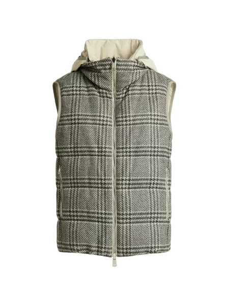 Reversibil vestă Kiton în carouri gri