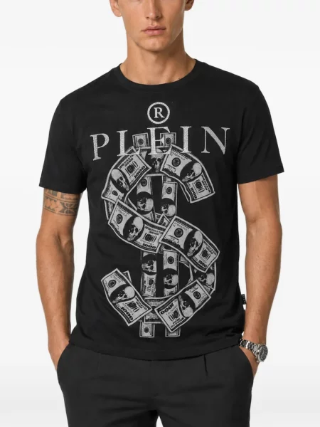 Tricou Philipp Plein din jerseu negru