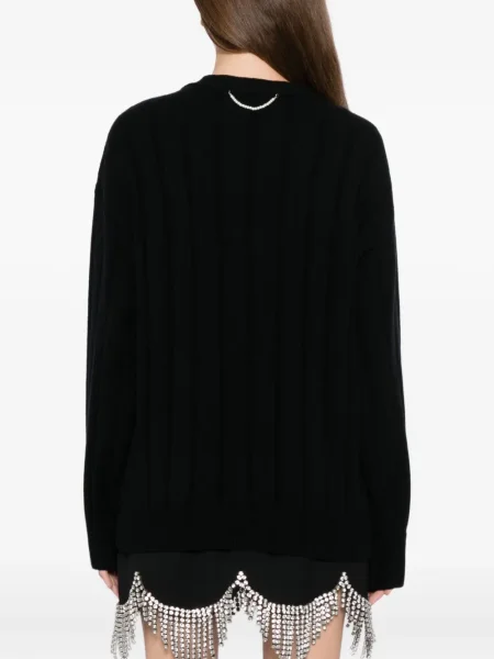 Cardigan Kimhēkim cu decolteu în V cu motiv cu inimi negru