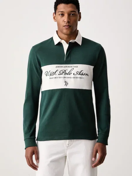 U.S. Polo Assn. hanorac pentru bărbați din PREMIUM EMBROIDERY GRAPHIC RUGBY verde