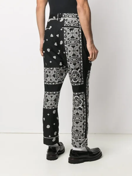 Pantaloni Sacai cu imagine cu model paisley negru