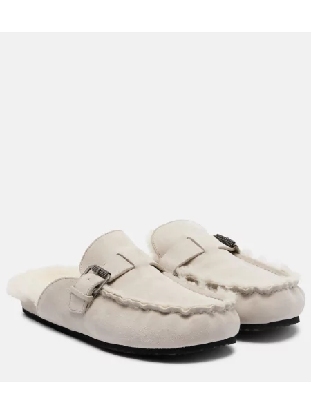 Semišové domáce papuče Brunello Cucinelli sivá