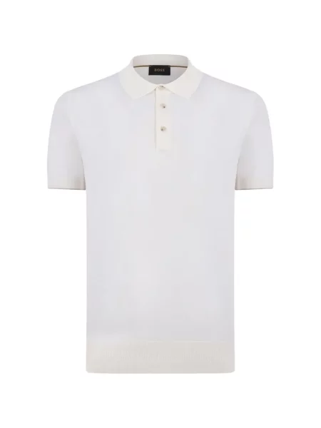 Tricou polo Boss tricotate alb