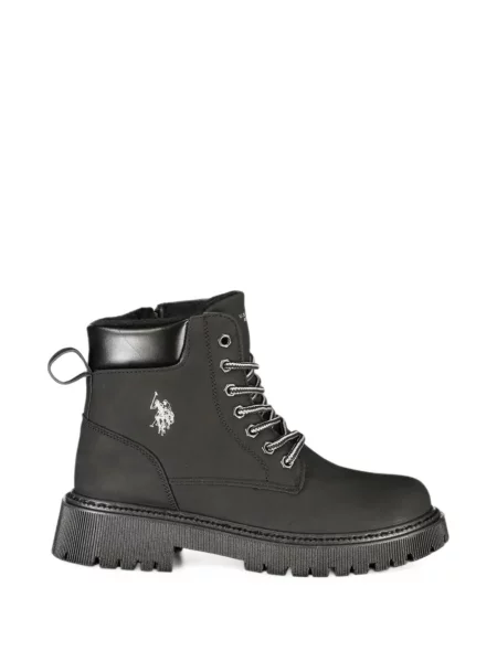 Cizme scurte Polo Ralph Lauren cu șireturi din dantelă cu autograf negru