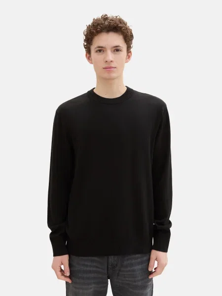 TOM TAILOR DENIM Pulover negru