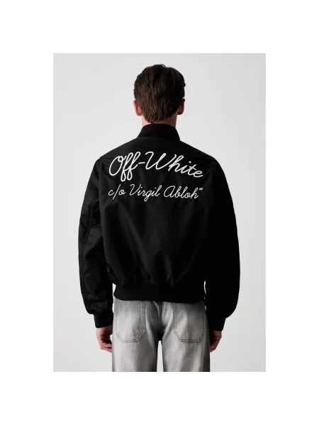 Kurtka bomber Off-white z logo biały