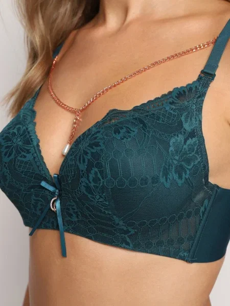 Sutien Push Up Închis Ornat cu Lanț cu Cristal Brinanna verde