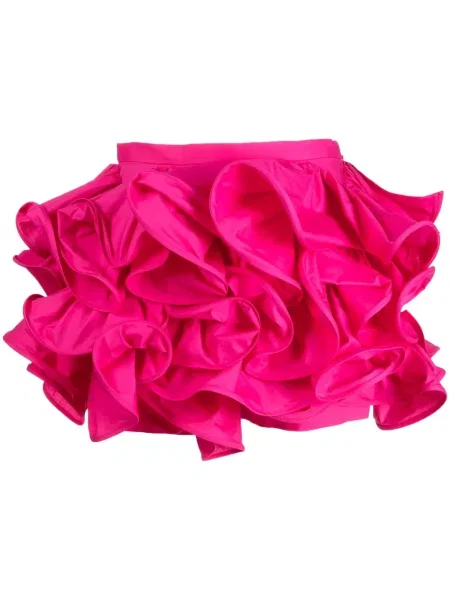 Kratke hlače Rochas niski struk s volanima ružičasta