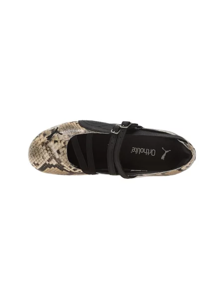 Balerini Puma din piele cu model piele de șarpe negru