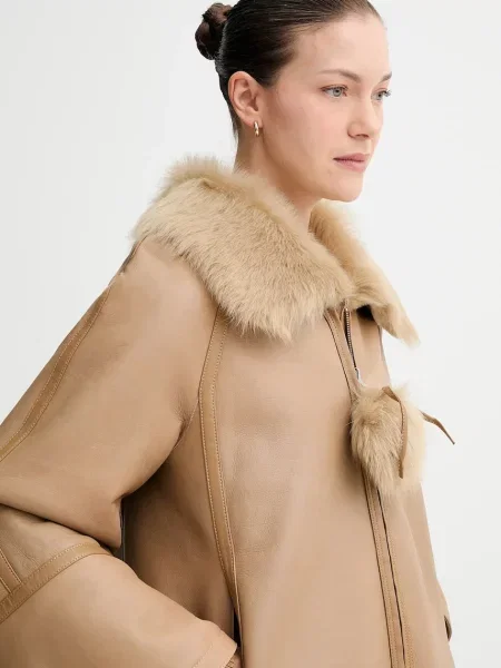 Двостороння шкіряна куртка By Malene Birger ODELLIES демісезонна коричневий