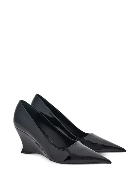 Iš natūralios odos bateliai Ferragamo ant pleištinio kulniuko juoda