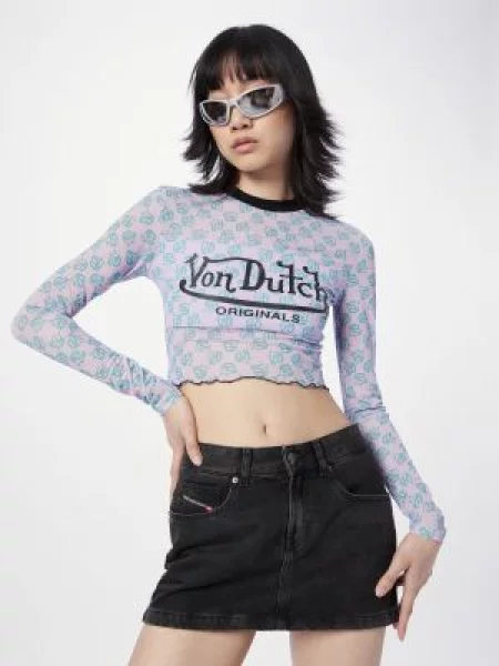 Von Dutch Originals Póló AKELA jáde / rózsaszín / fekete