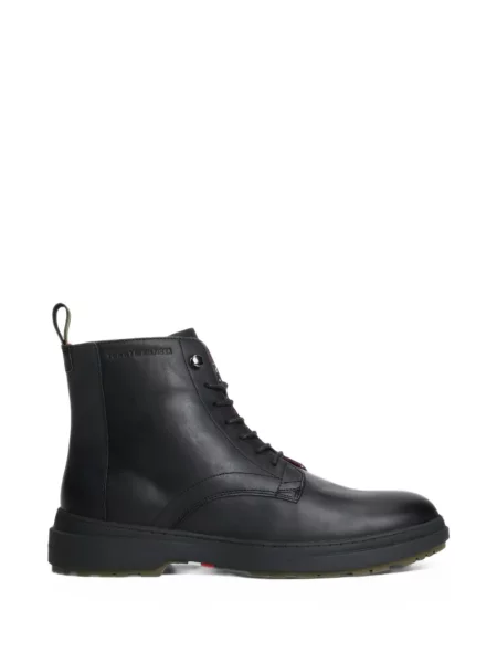 Botine Tommy Hilfiger cu șireturi din piele negru