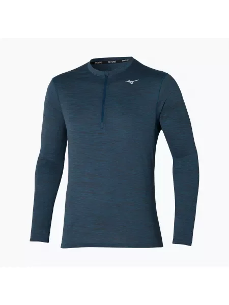 Мъжка тениска за бягане с дълъг ръкав Mizuno Impulse Core Half Zip blue wing teal синьо