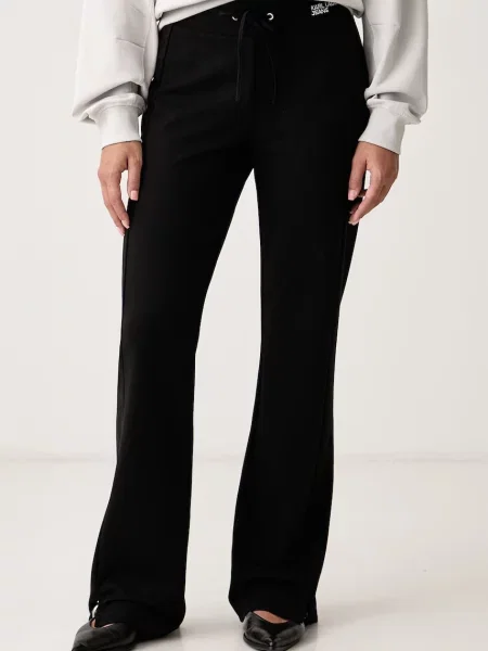 Karl Lagerfeld Jeans pantaloni straight pentru femei cu vâscoză negru