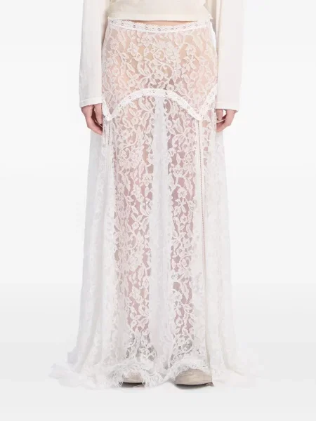 Fusta maxi Ann Demeulemeester cu model paisley din dantelă alb