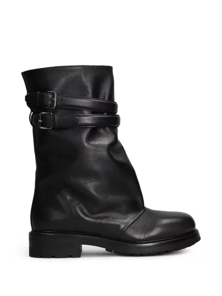 Botine Strategia Shoes din piele cu cataramă cu bretele negru