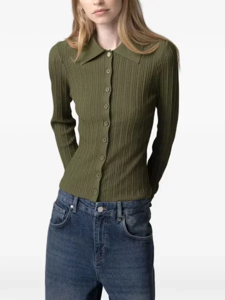 Gulerat tricou polo Gaëlle Paris tricotate verde