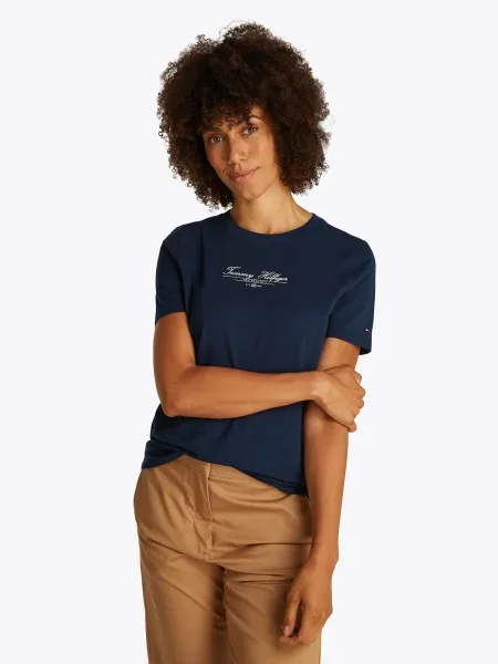 Tommy Hilfiger Tričko Tmavomodrá biela