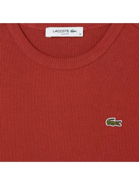 Lacoste T-Shirt Z Okrągłym Dekoltem Slim Fit czerwony