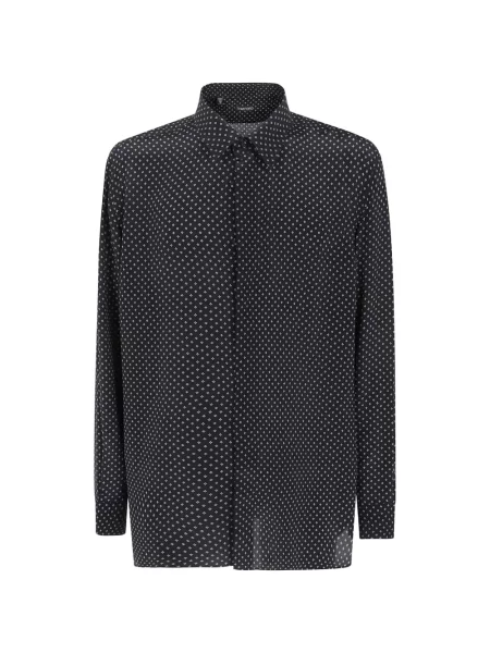 Cămașă Tom Ford de mătase cu imagine cu imprimeu geometric negru