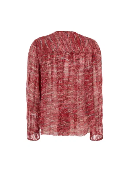 Wielobarwność bluzka Isabel Marant Etoile z nadrukiem szyfonowa czerwona