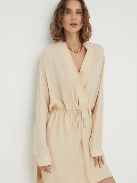 Herskind sukienka mini prosta beżowy