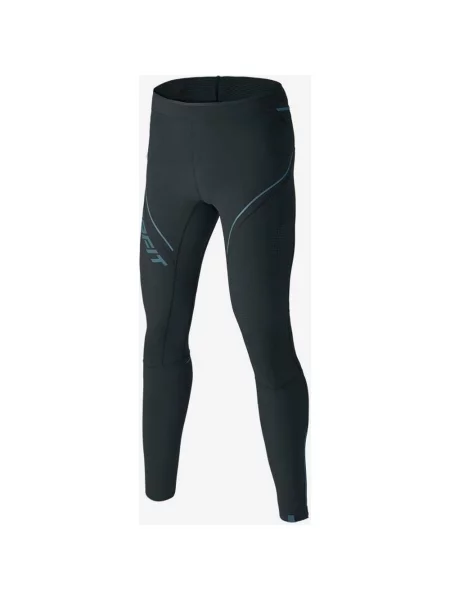 Długie legginsy do biegania Dynafit Winter w kolorze czarno-niebieskim z logo XXL czarne