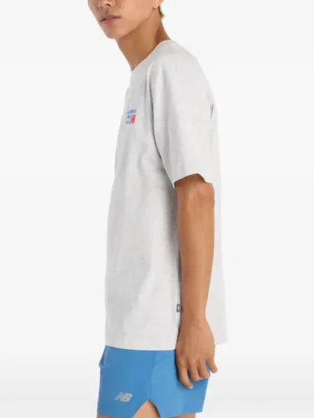 Кожено яке New Balance с автограф сиво