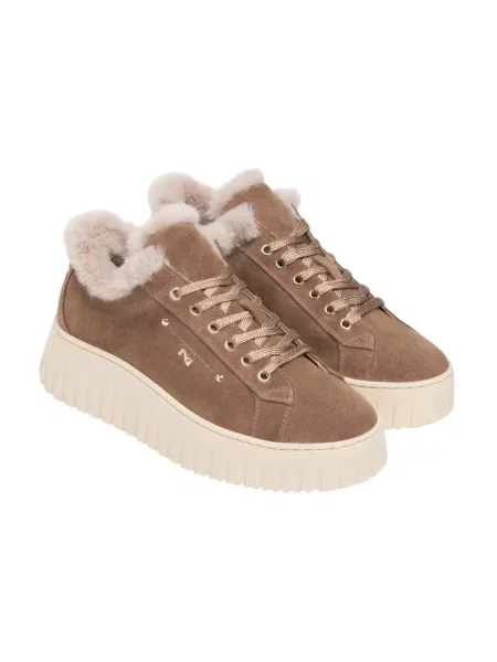 Welurowe sneakersy Nerogiardini brązowe