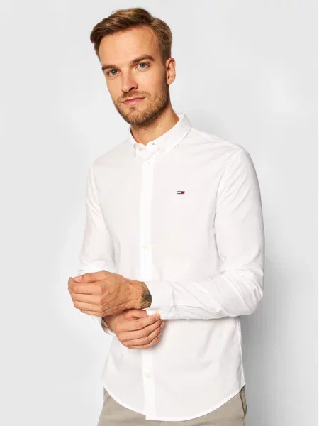 Keprová košile Tommy Jeans bílá