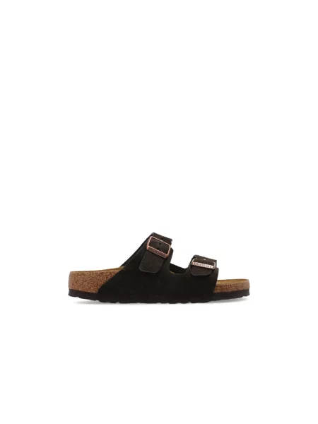 Klapki Birkenstock zamszowe brązowe