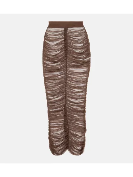 Fustă midi Alex Perry plasă până la genunchi maro