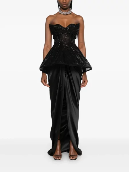 Μάξι φούστα Mitiliane Couture με πετραδάκια μαύρο