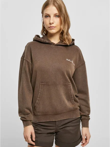 Geacă de blugi Urban Classics cu broderie din material terry maro