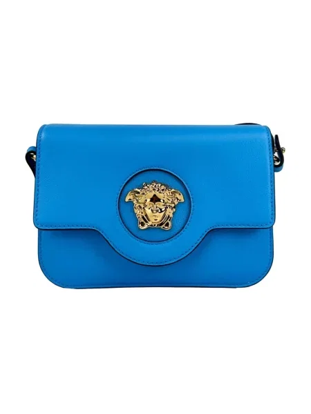 Torebka crossbody Versace skórzana niebieska