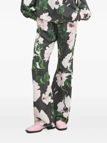 Pantaloni Stine Goya cu model floral cu imagine negru