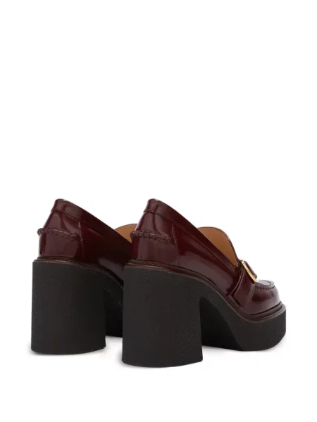 Kožne loaferice Odissì s platformom crvena