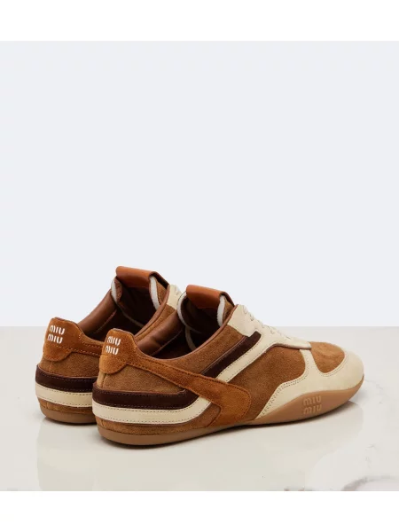 Sneakerși Miu Miu din piele de căprioară maro