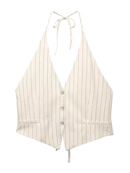 Pull&Bear Vestă de costum ecru / metalic gri