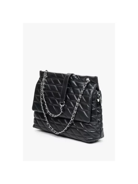 Сумка на ланцюжку шкіряна Estro чорна