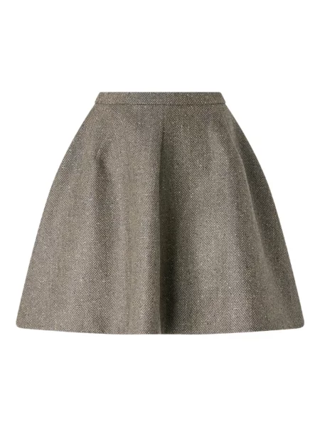 Fusta plisata Genny cu model herringbone plisată verde