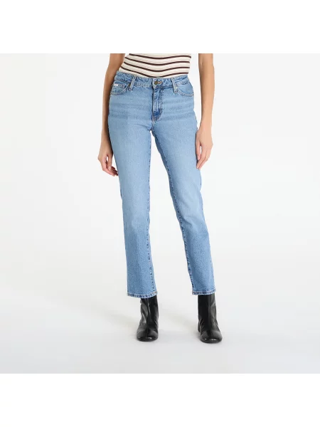 Дънки straight leg Guess Jeans с висока талия синьо