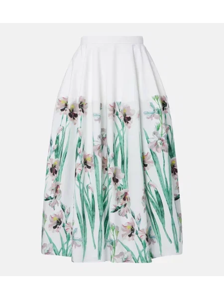 Fustă midi Erdem cu model floral alb