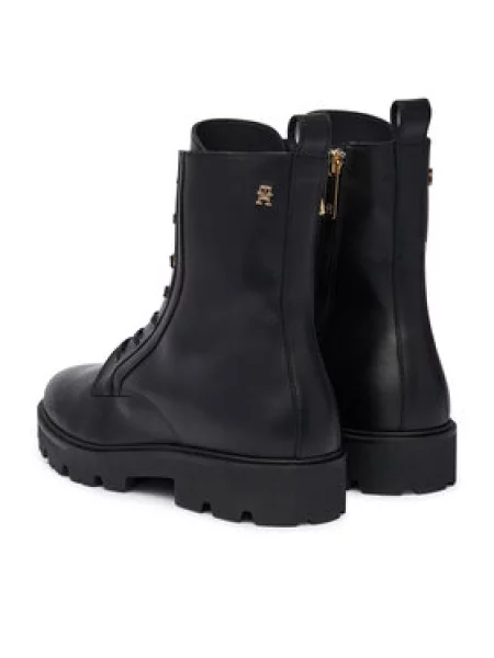 Tommy Hilfiger Bakancs TH Stud Leather Lace-Up Boot fekete