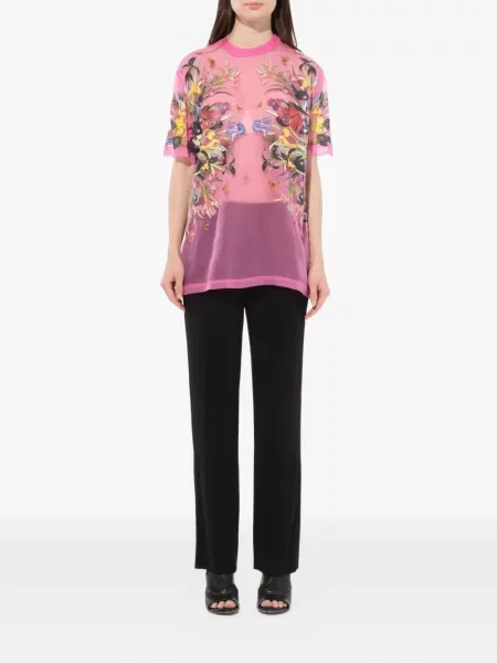 Tricou Givenchy cu model floral cu imagine roz