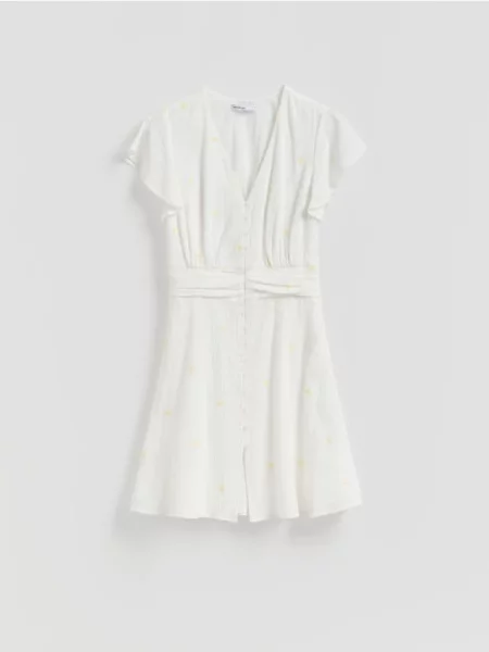 Reserved Rochie mini cu imprimeu floral crem