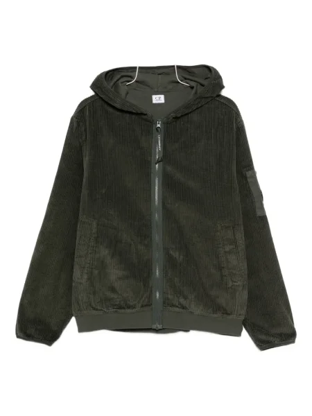 Суичър с качулка C.p. Company от рипсено кадифе зелено