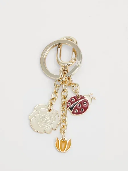 FURLA Obesek za ključe LADYBIRD&FLOWERS kari / zlata / rdeča bela