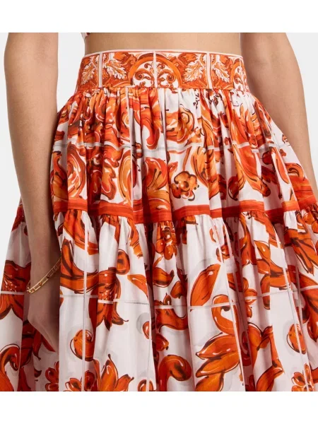 Fustă Dolce&gabbana din poplin portocaliu